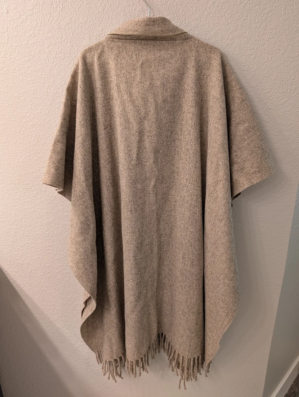 Wool Pullover Cape - Scarf Poncho - Natural Beige - One Size Fits Most